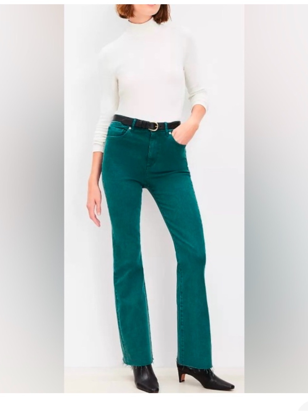 LOFT Teal High-Rise Slim Flare Jeans